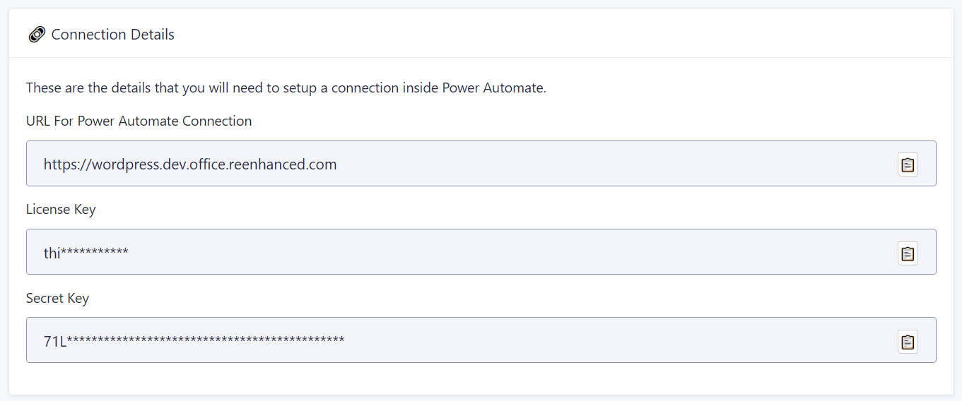 Connection Details