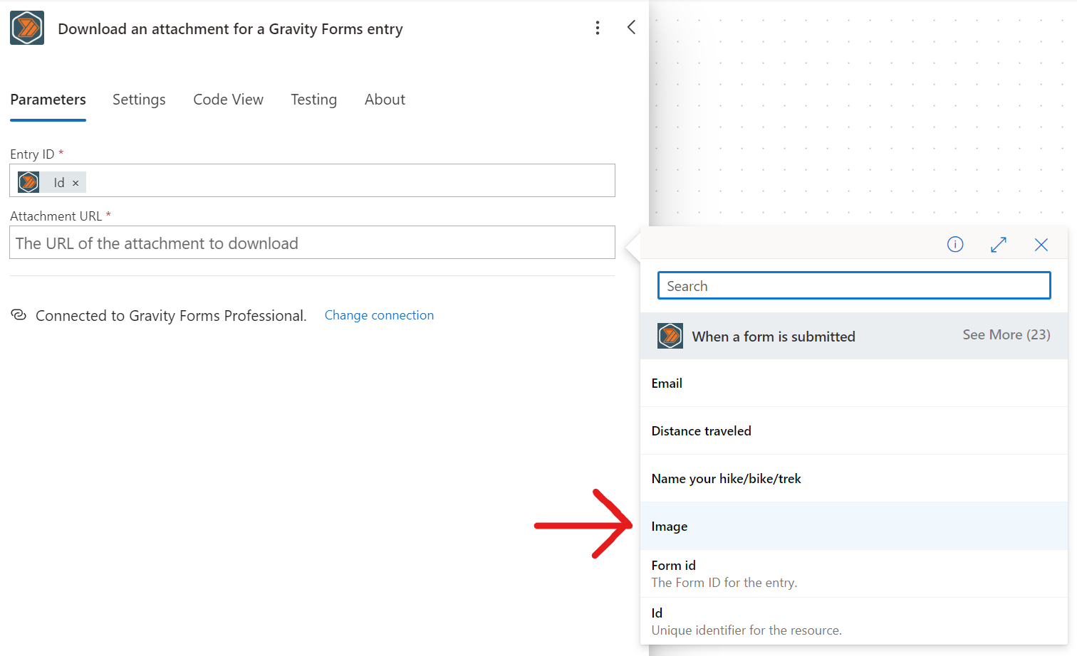 Select the attachment url